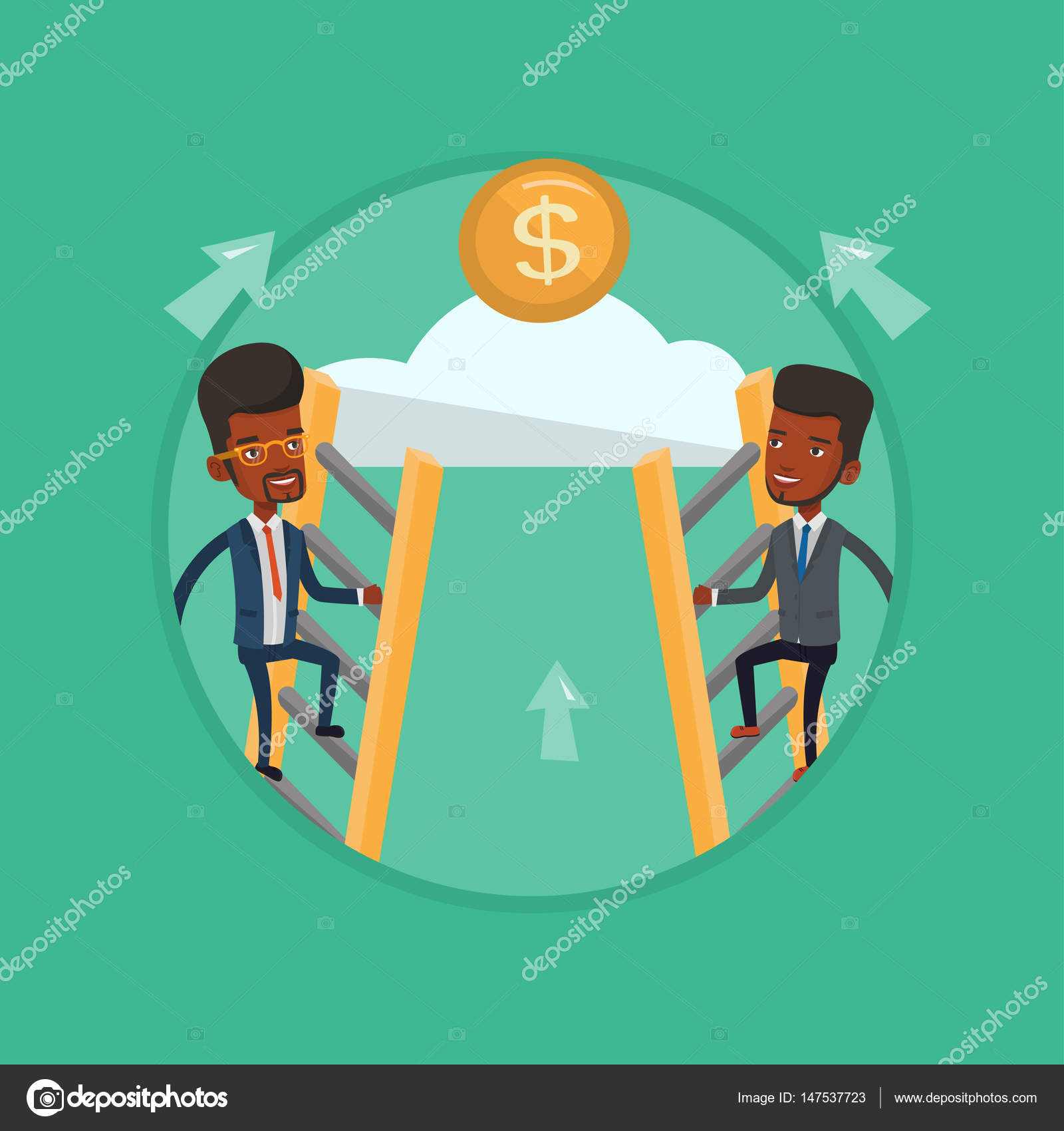 Ladder to a money cloud stock flat vector illustration Ladder to a money cloud stock flat vector illustration