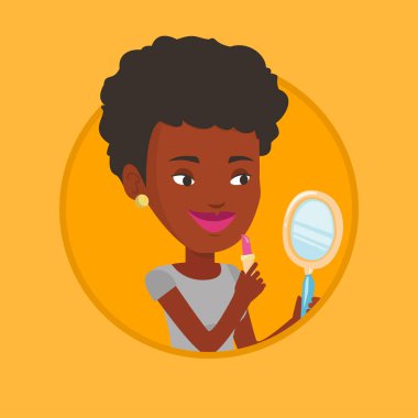 Kadın ruj dudakları ile kırmızı renk ruj.