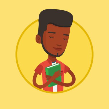 Onun kitap vektör Illustration sarılma öğrenci.