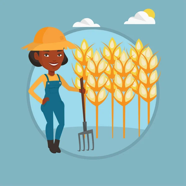 Landwirt mit Mistgabelvektor-Illustration. — Stockvektor