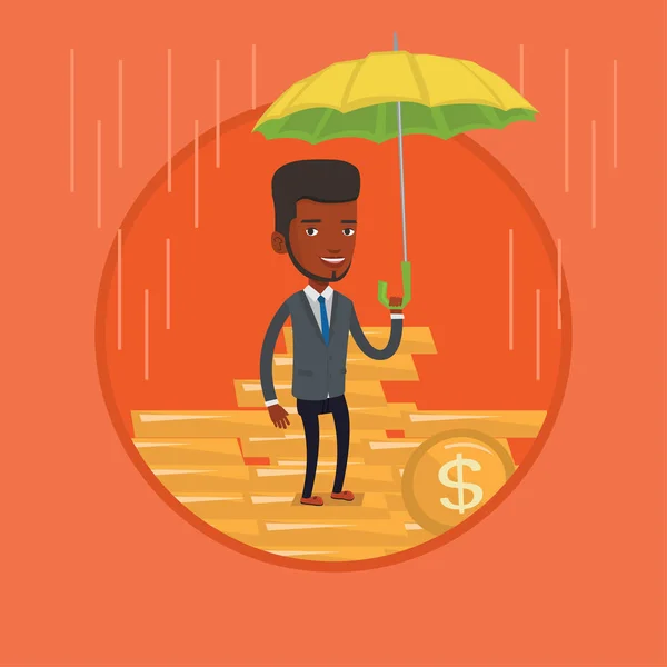 Agente assicurativo uomo d'affari con ombrello . — Vettoriale Stock