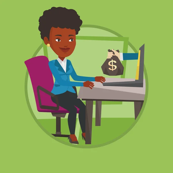 Kobieta kobieta interesu, zarabiać pieniądze z biznesu w Internecie. — Wektor stockowy