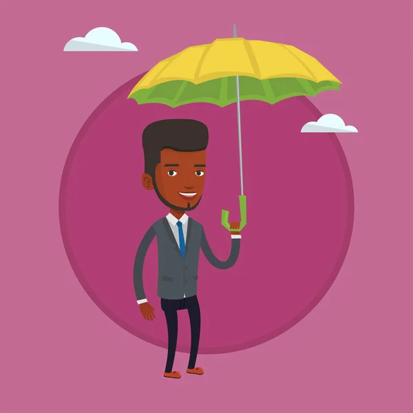 Försäkringsagent med paraply vektorillustration. — Stock vektor