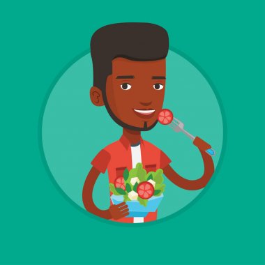 Adam yeme sağlıklı sebze salatası.