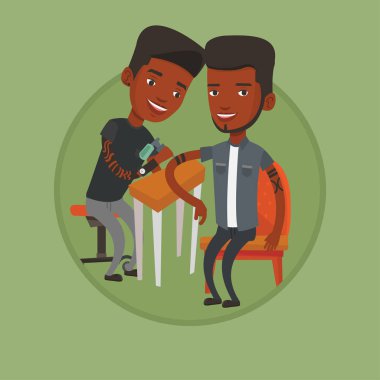 Dövme sanatçısı, iş vektör çizim.