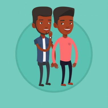 Bir adam için başka bir sırrını fısıldıyor.