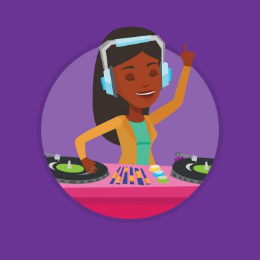 DJ karıştırma müzik turntable üzerinde vektör çizim.