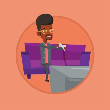 Video oyunu vektör çizim oynayan adam.