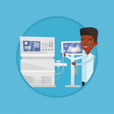 Erkek ultrason doktor vektör çizim.