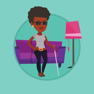 Kör kadın ile sopa vektör çizim.