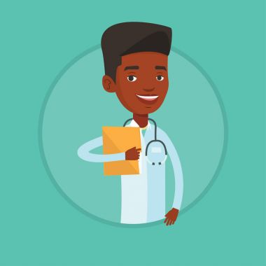 Doktor tıbbi ofis dosyası ile.