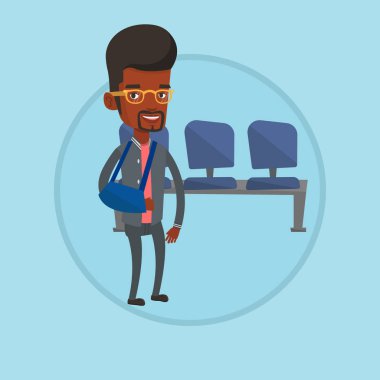 Yaralı adam kırık kol vektör çizim ile.