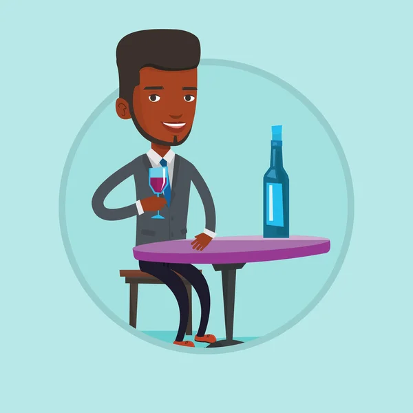 Hombre bebiendo vino en el restaurante . — Vector de stock