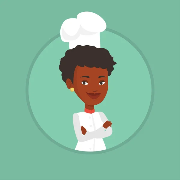 Chef mujer segura con los brazos cruzados . — Vector de stock