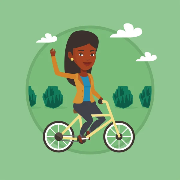 Mulher andar de bicicleta vetor ilustração . —  Vetores de Stock