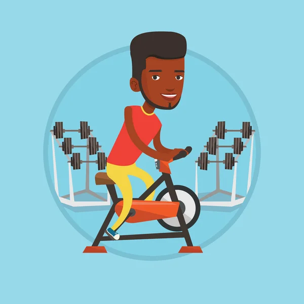 Jazda na rowerze stacjonarnym wektor ilustracja mężczyzna. — Wektor stockowy