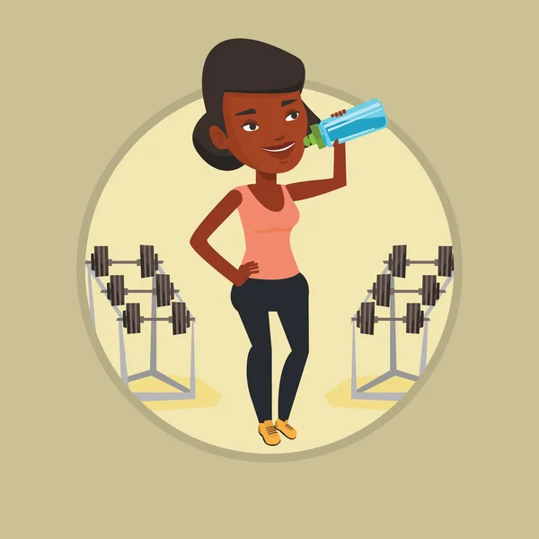 Sportliche Frau trinkt Wasser Vektor Illustration. — Stockvektor
