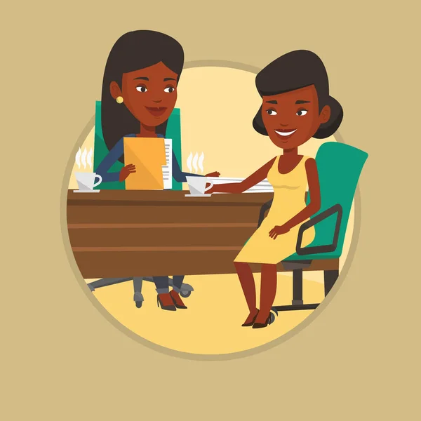 Deux femmes d'affaires lors d'une réunion d'affaires . — Image vectorielle