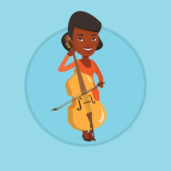 Frau spielt Cello Vektor Illustration. — Stockvektor