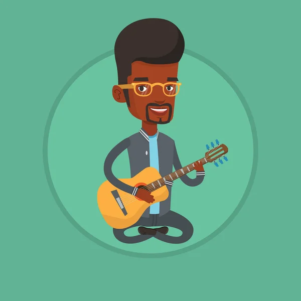 Man playing acoustic guitar vector illustration. — Stock Vector