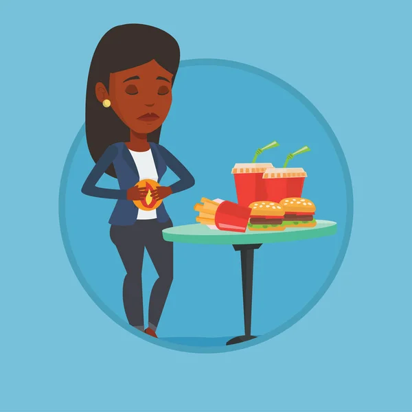 Woman suffering from heartburn vector illustration — Stock Illustration Woman suffering from heartburn vector illustration Stock Illustration
