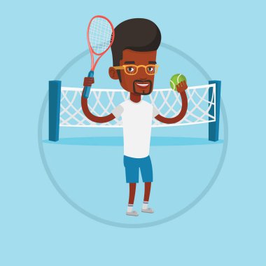 Erkek tenis oyuncu vektör çizim.