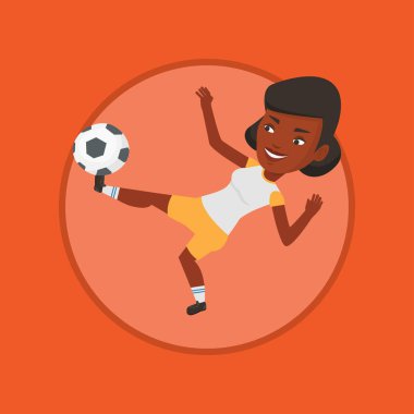 Futbolcu top taşıyıcı illüstrasyonunu tekmeliyor.