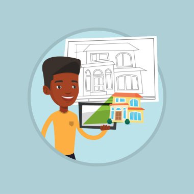 Tablet bilgisayarda rapor sunma işadamı