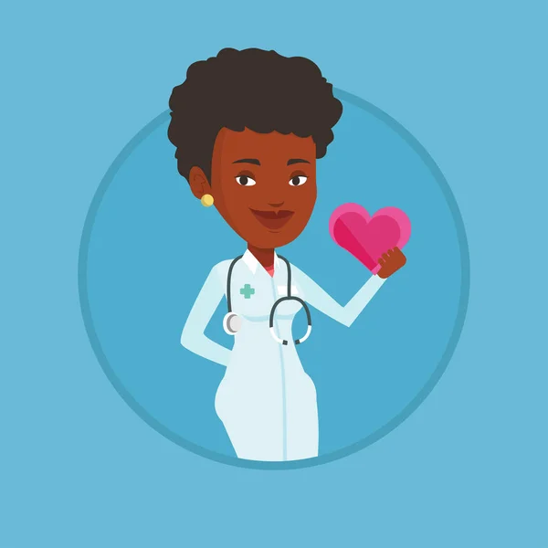 Médecin cardiologue tenant le cœur . — Image vectorielle
