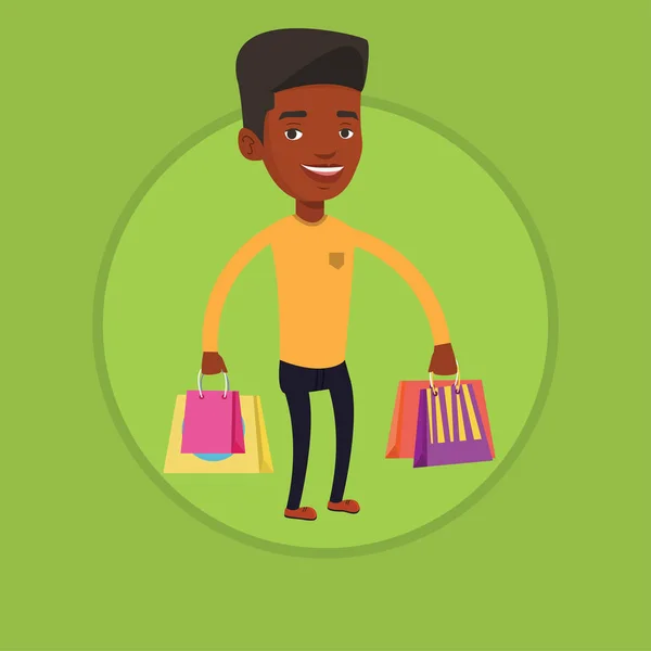 Happy man with shopping bags vector illustration — Stock Vector
