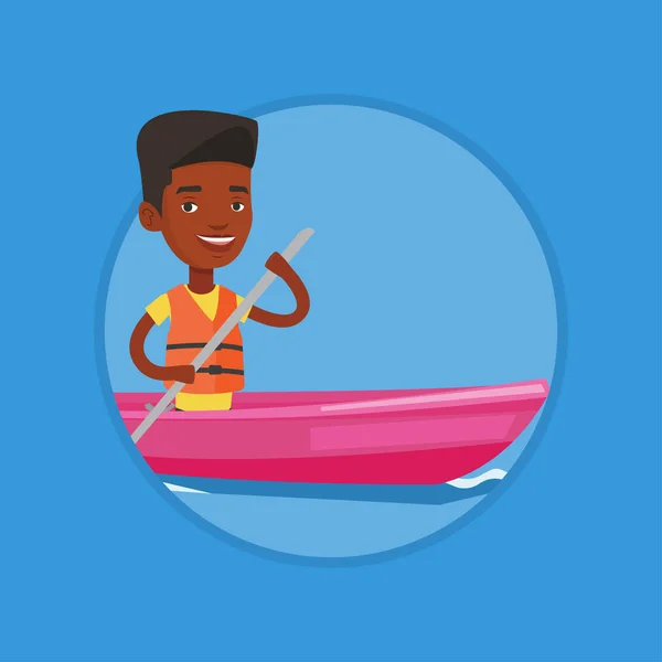 Man riding in kayak vector illustration.