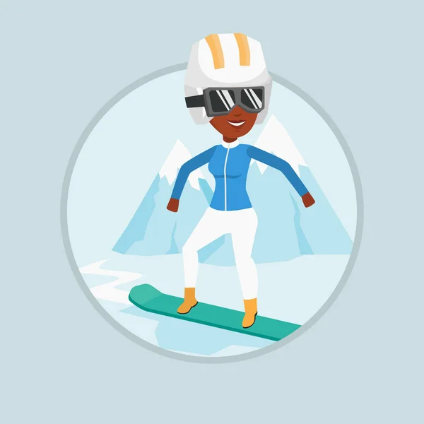 Fiatal nő snowboard vektoros illusztráció. — Stock Vector