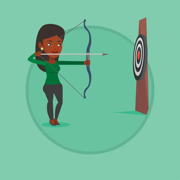 Archer training met de boog vectorillustratie. — Stockvector