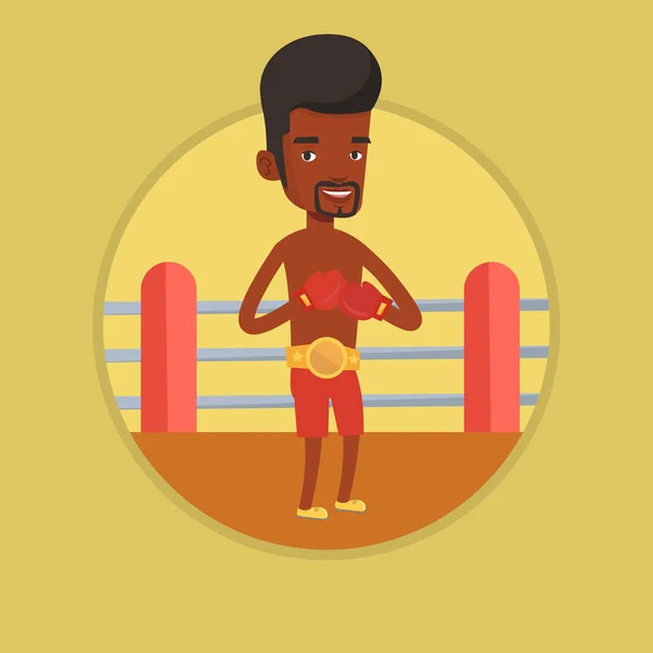 Confident boxer in the ring vector illustration. — Stock Vector