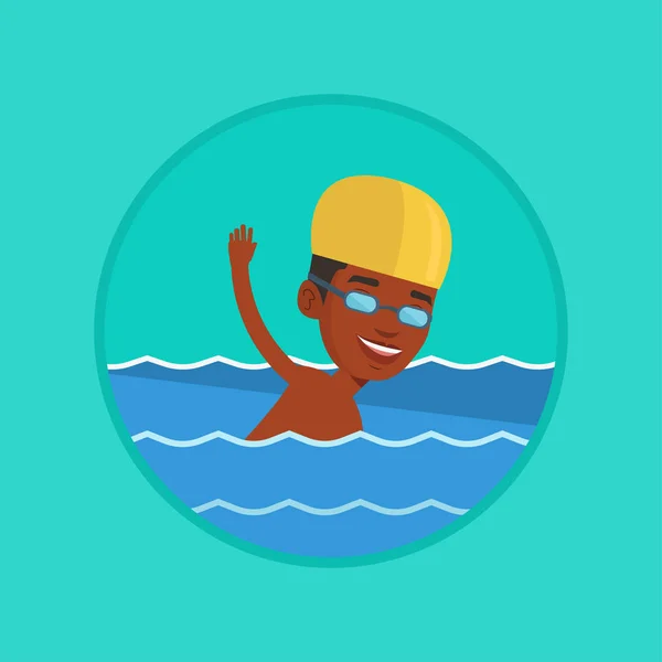 Homem natação vetor ilustração . — Vetor de Stock
