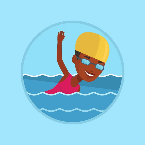 Pływająca wektor ilustracja kobieta. — Wektor stockowy