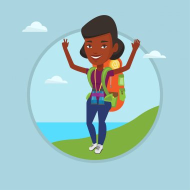 Backpacker sahne zevk kadar elleri.