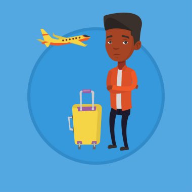 Genç adam Uçuş korkusu acı.