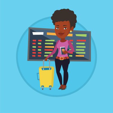 Bavul ve havaalanında bilet kadın ile.