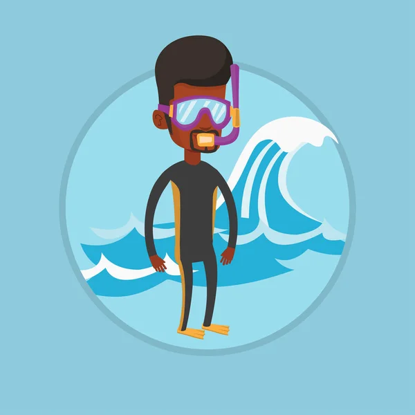 Joven buceo vector ilustración . — Archivo Imágenes Vectoriales