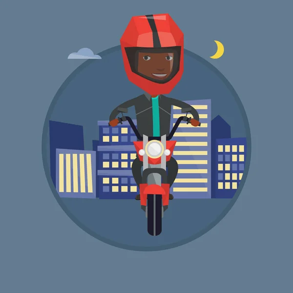 Man riding motorbike at night vector illustration — Stock Vector
