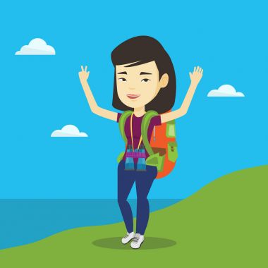 Backpacker sahne zevk kadar elleri.