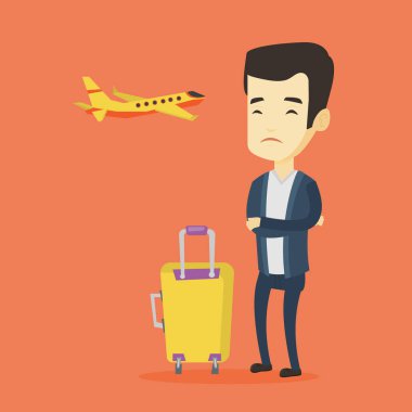 Genç adam Uçuş korkusu acı.