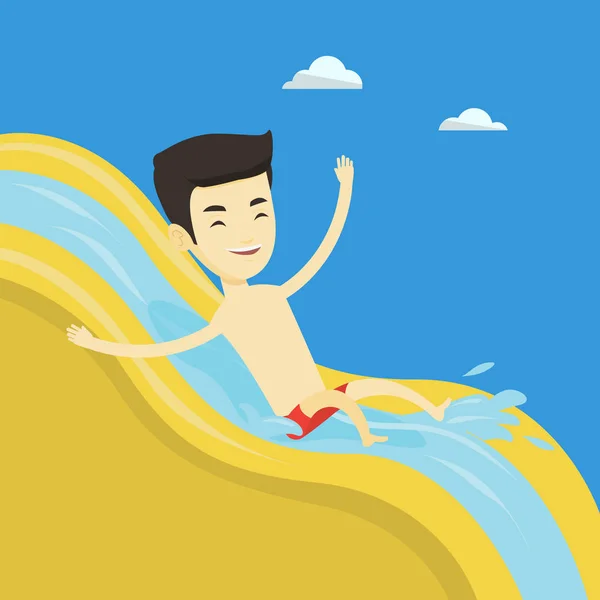 Man riding down waterslide vector illustration. — Stock Vector