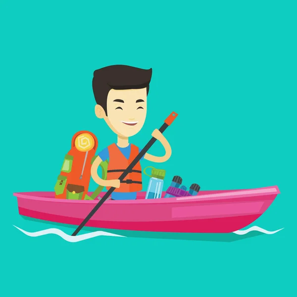 Hombre cabalgando en kayak vector ilustración . — Archivo Imágenes Vectoriales