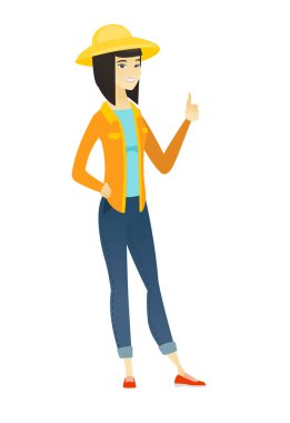 Vektör çizim başparmak veren çiftçi.