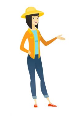 Hoş bir jest kolundan dışarı ile çiftçi.