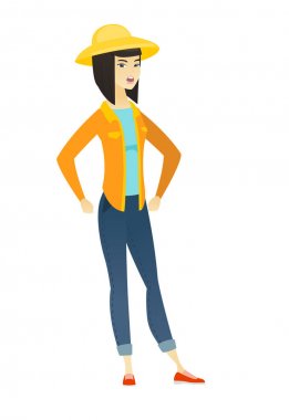 Genç Asyalı kızgın çiftçi çığlık.