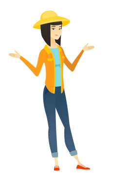 Forma kollu Asya şaşkın çiftçi.