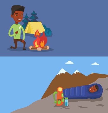 İki afiş metin için yer ile seyahat.